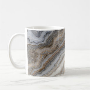 Taza De Café Mármol de Curly Gris: venas doradas