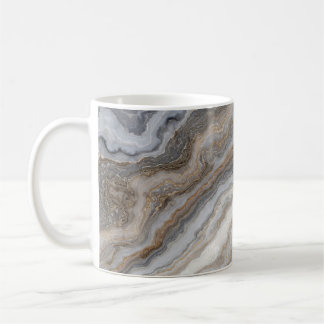 Taza De Café Mármol de Curly Gris: venas doradas