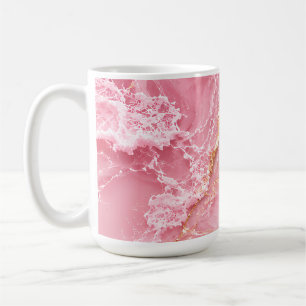 Taza De Café Mármol de Océano Rosa de Lujo con Venas Doradas