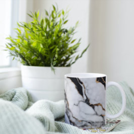 Taza De Café Mármol de oro blanco y negro de moda