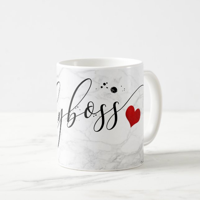 Taza De Café Mármol de PixDezines LADYBOSS + guión moderno (Anverso derecho)