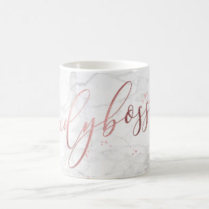 Taza De Café Mármol de PixDezines LADYBOSS + Rosa falso oro/scr