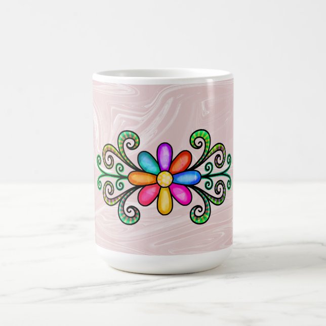Taza De Café Mármol Falso Rosa y Garabatos (Centro)
