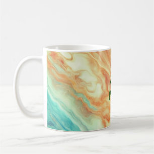 Taza De Café Marmol geométrico abstracto colorido añadir letra 