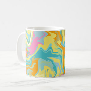 Taza De Café Mármol giratorio abstracto con colores brillantes