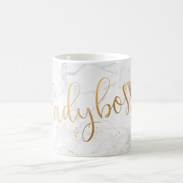 Taza De Café Mármol LADYBOSS PixDezines + Faux Gold/Script (Centro)