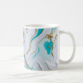 Taza De Café Mármol líquido de turquesa blanca