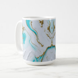 Taza De Café Mármol líquido de turquesa blanca