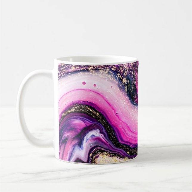 Taza De Café Mármol morado con oro purpurina (Izquierda)