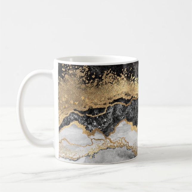 Taza De Café Mármol negro con Bonito de oro (Izquierda)