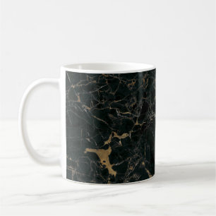 Taza De Café Mármol Negro Elegante: Fondo Texturizado