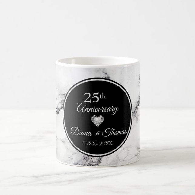 Taza De Café Mármol Negro Y Blanco Y Corazón (Centro)