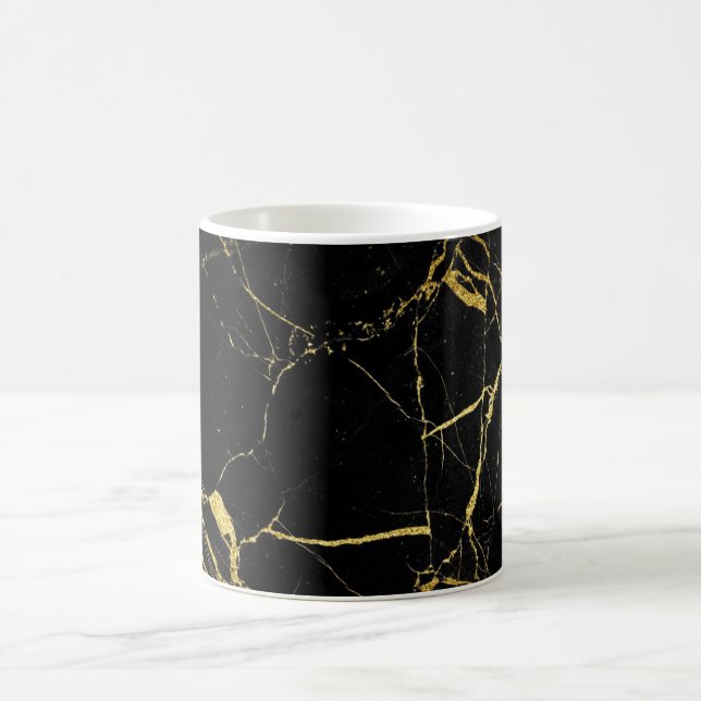 Taza De Café Mármol negro y dorado agudo (Centro)
