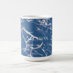 Taza De Café Mármol plateado azul