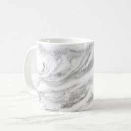 Taza De Café Mármol Relieve metalizado plateado elegante
