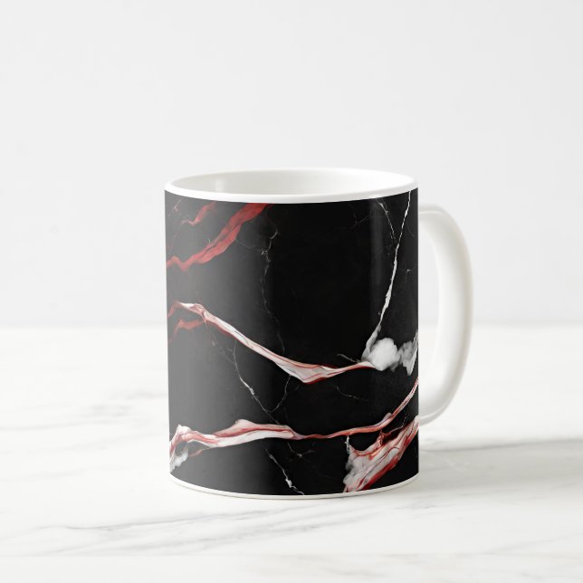 Taza De Café Mármol rojo negro (Anverso derecho)