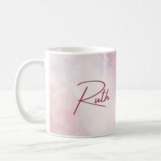 Taza De Café Mármol rosa Nombre personalizado Mug