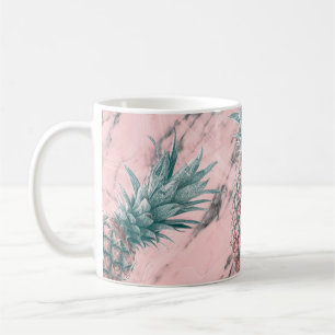 Taza De Café Mármol Rosa Piña Remolino Moderno Chic Fiesta