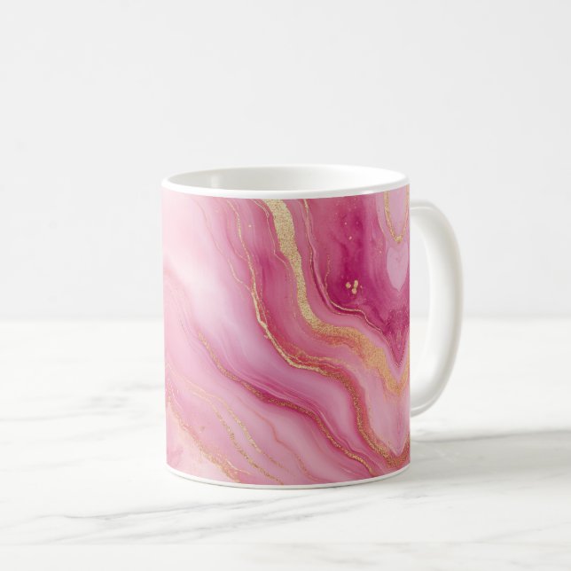 Taza De Café Mármol rosa y dorado elegante (Anverso derecho)