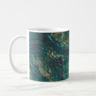 Taza De Café Mármol verde oscuro: textura lujosa.