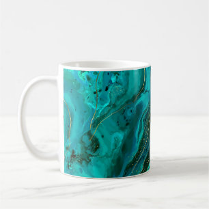 Taza De Café Mármol verde y oro: Textura de lujo