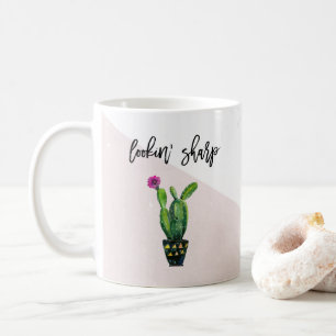 Taza De Café Mármol y cactus rosados del sostenido el   Rubor