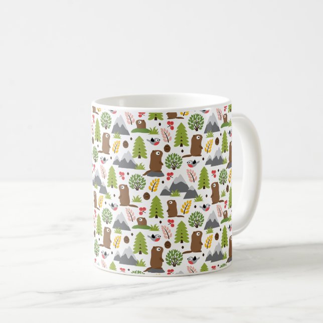 Taza De Café Marmotas en un claro de la montaña (Anverso derecho)
