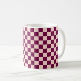 Taza De Café Maroon and beige checkerboard pattern