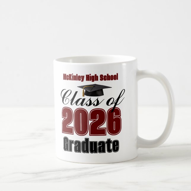 Taza De Café Maroon Class of 2026 Graduation Keepsake (Derecha)