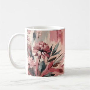 Taza De Café Maroon Rubor Paint pincel flores café té mugre