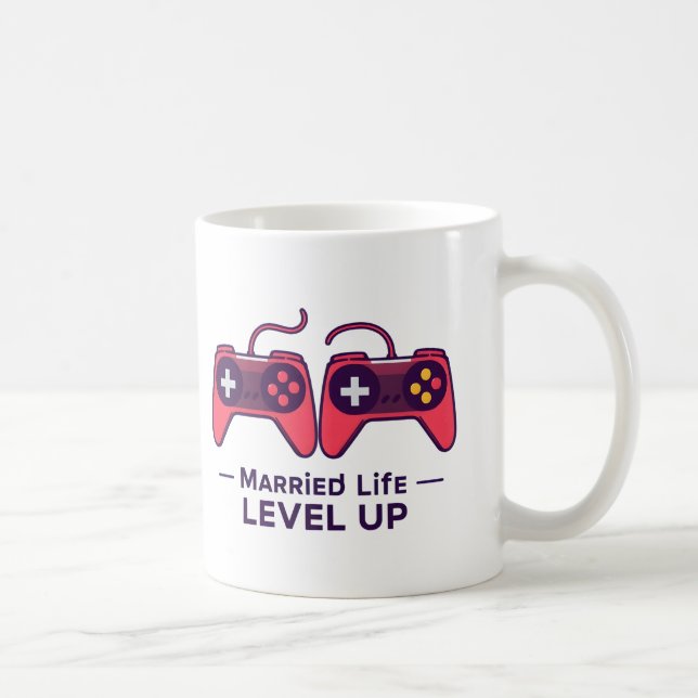 Taza De Café Married Life Level Up Gaming Art (Derecha)