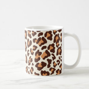 Taza De Café Marrón de impresión leopardo, Tan, crema