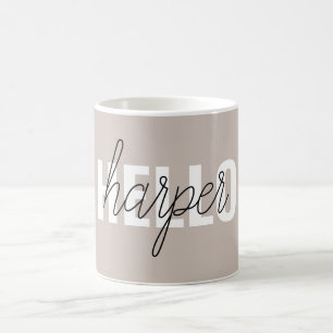 Taza De Café Marrón Marrón Simple Moderno y Nombre