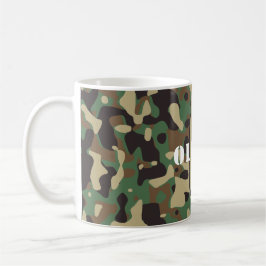 Taza De Café Marrón verde beige camo camuflaje Monograma nombre