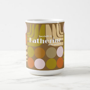 Taza De Café Marrón Verde Naranja Bohemio