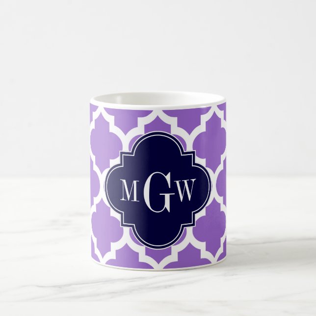 Taza De Café Marroquí Blanco Ametista #5 Marina 3 Monograma ini (Centro)