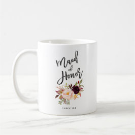 Taza De Café Marsala burgundy Criada de honor floral
