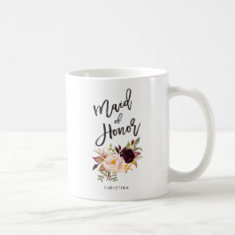 Taza De Café Marsala burgundy Criada de honor floral
