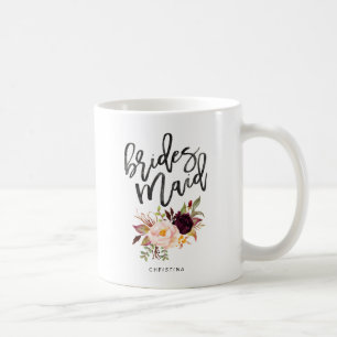 Taza De Café Marsala burgundy Floral bridesmaid