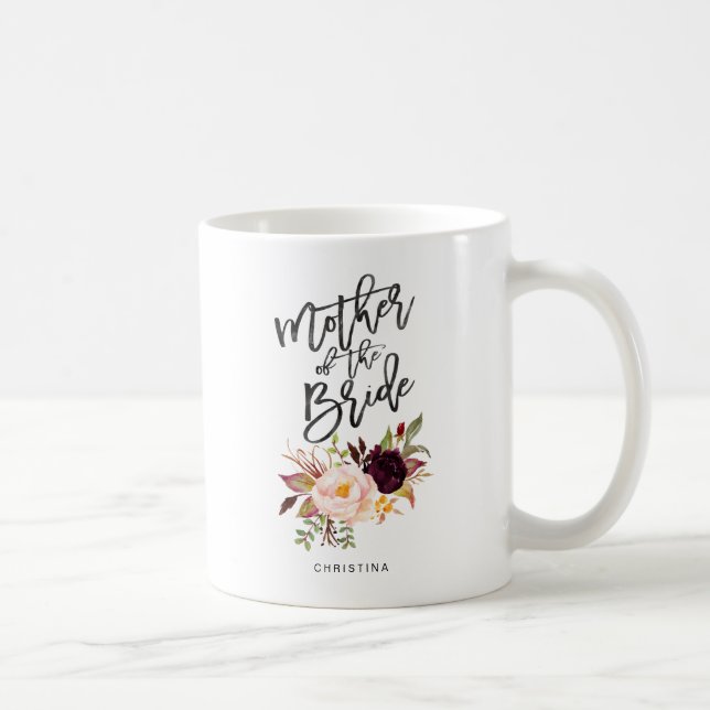 Taza De Café Marsala burgundy Floral madre de la novia (Derecha)
