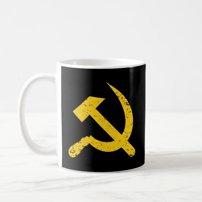 Taza De Café Martillo De Bandera Comunista De La Unión Soviétic (Izquierda)