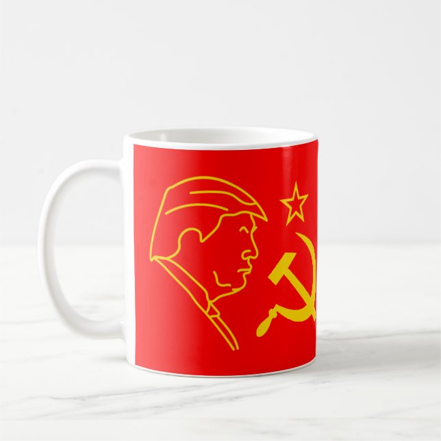 Taza De Café Martillo y hoz divertidos del perfil de Donald (Izquierda)