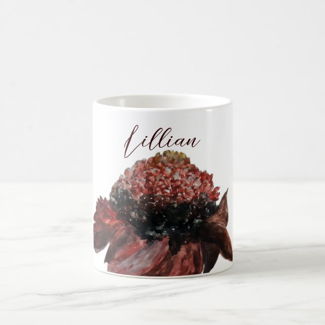 Taza De Café Martinica Caribe Floral Monogramo Nombre (Centro)