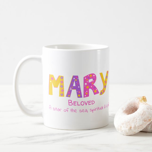 Taza De Café Mary chicas nombre que significa estrellas de flor (Con donut)