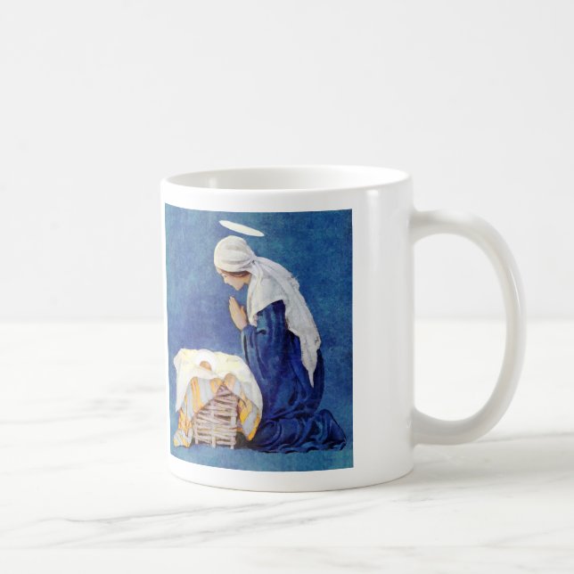 Taza De Café Mary Rezando Y El Niño Jesús (Derecha)