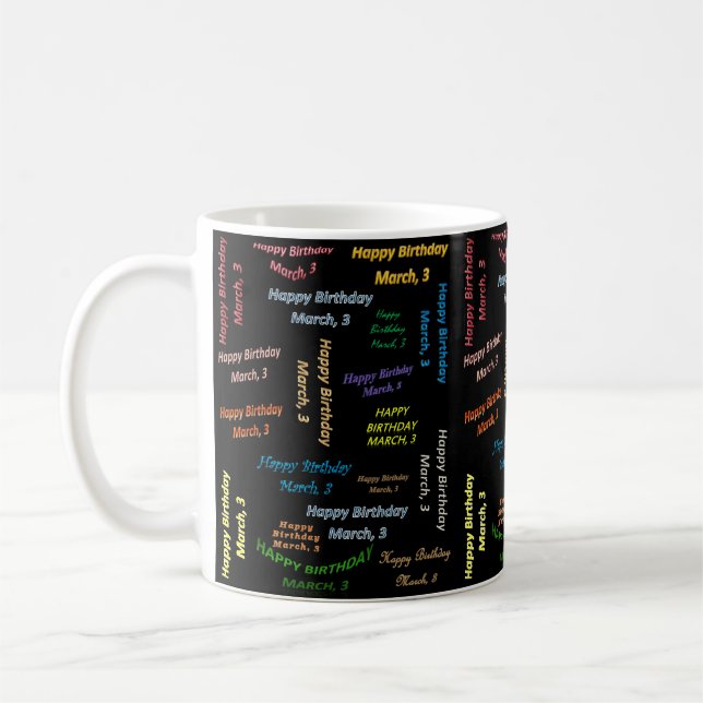 Taza De Café Marzo, 3 cumpleaños Mug (Izquierda)