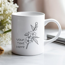 Taza De Café Marzo Flor de cerezo Negro Mínimo Añadir tu texto