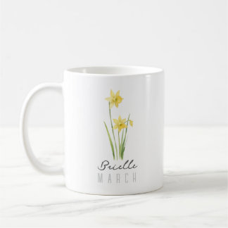 Taza De Café Marzo Mes de Nacimiento Flor con Nombre - Daffodil