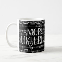 Taza De Café Más cartulina de Ukulele - Música blanca negra