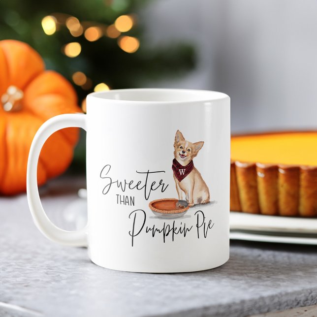 Taza De Café Más dulce que la calabaza Pie traviesa Perro Chihu (Sweeter Than Pumpkin Pie Naughty Chihuahua Dog Coffee Mug)